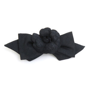 Chanel CHANEL Barrette Camellia Ribbon Canvas Black Women's e62111i